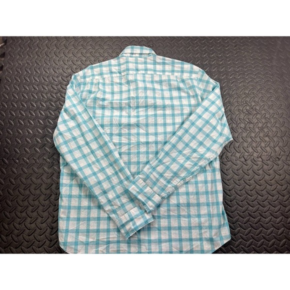 LL Bean Shirt Adult Large Blue White Button Up Plaid Casual Dress Tee Men's - Picture 12 of 13